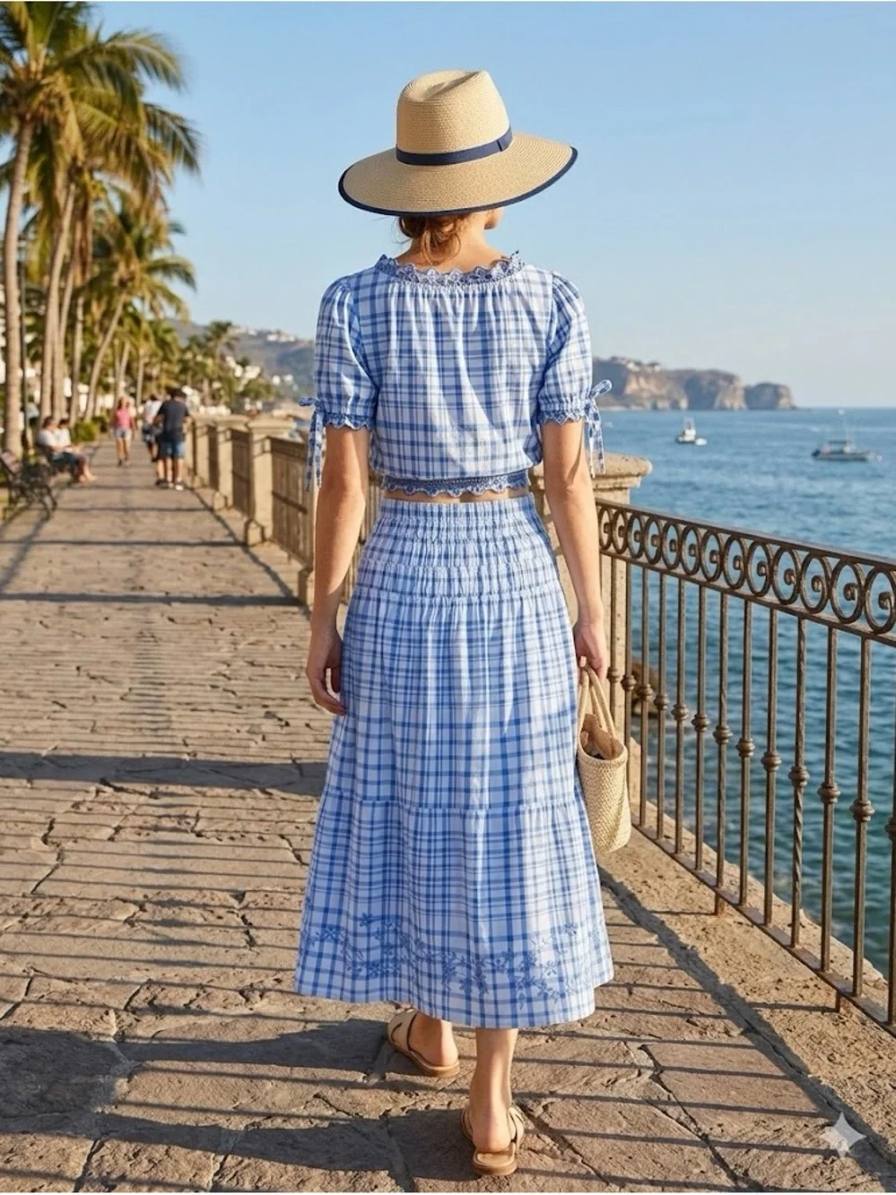 Free Assembly gingham embroidered